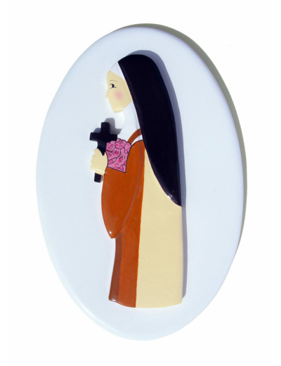 Sainte Thérèse de Lisieux, socle blanc 18x11cm
