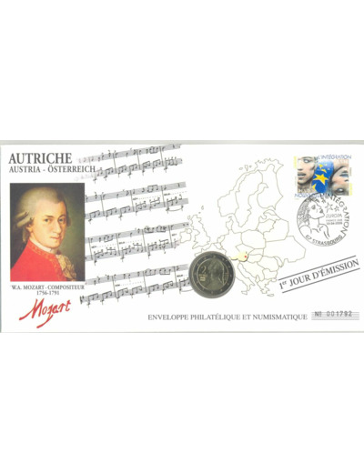 ENVELOPPE PHILATELIQUE NUMISMATIQUE INTEGRATION A EURO 2 EURO AUTRICHE 2006