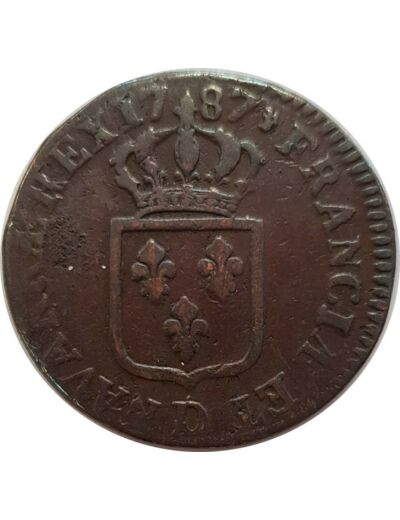 LOUIS XVI (1774-1792) 1 SOL 1787 D (Lyon) TB+