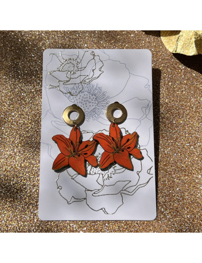 Boucles d'oreilles lys orange