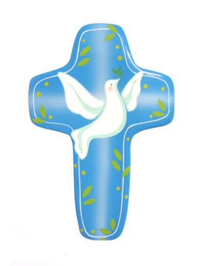 Croix Colombe Bleue 14,5x9,5cm