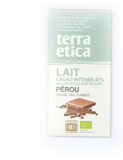 Chocolat lait Perou 47% 100g Terra Etica