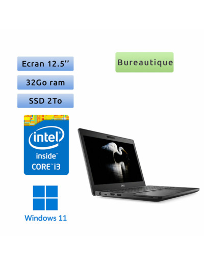 Dell Latitude 5290 - Windows 11 - i3 32Go 2To SSD - 12.5 - Webcam - Ordinateur Portable PC