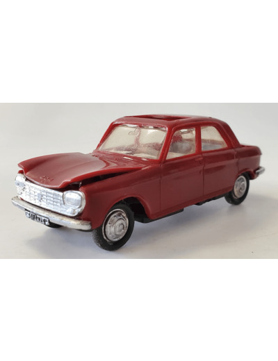 PEUGEOT 204 BORDEAU NOREV PLASTIQUE 1/43 SANS BOITE