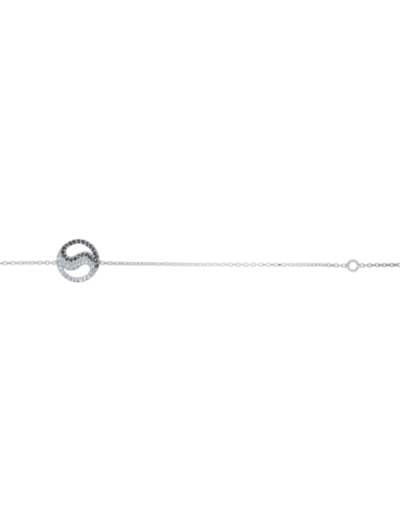 Bracelet en Argent 925 - YIN YANG  STRASS