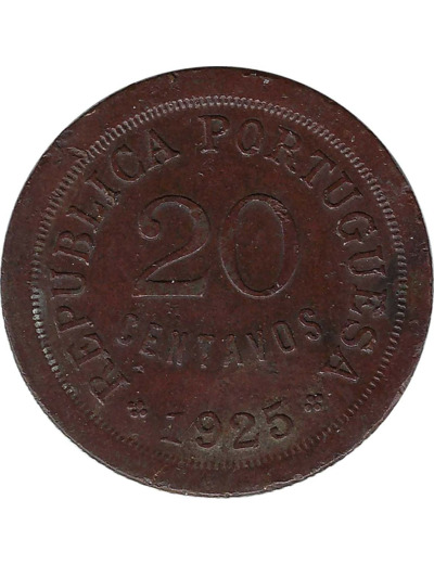 PORTUGAL 20 CENTAVOS 1925 TTB