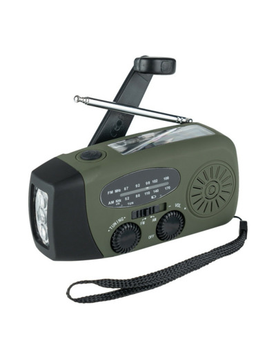 Radio solaire d'urgence avec dynamo et lampe LED - Survie portable