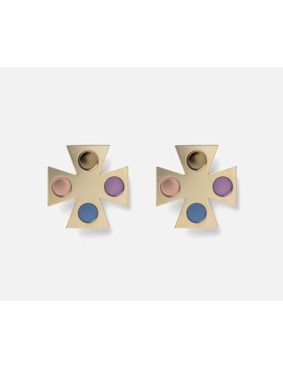 Boucles d'oreilles Nostra, émail multicolore