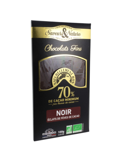 Chocolat Noir 70% Éclats De Fèves De Cacao Bio 80g