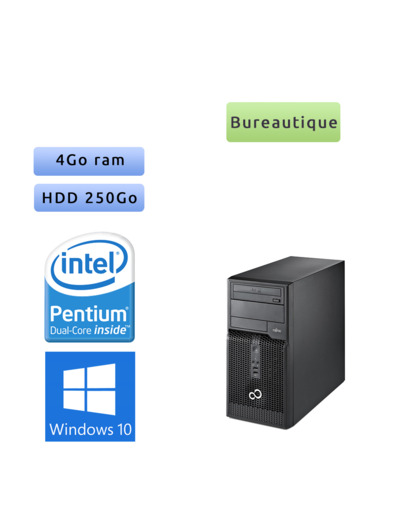 Fujitsu ESPRIMO P400 - Windows 10 - G640 4Go 250Go - Ordinateur Tour Bureautique PC