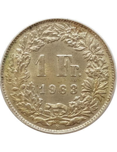 SUISSE 1 FRANC 1963 B TTB+ N2