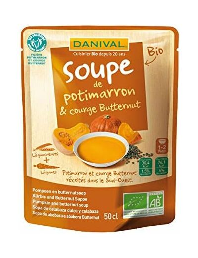 Soupe potimarron courge butternut 50cl Danival