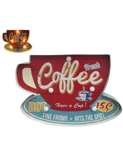 Plaque métal enseigne lumineuse " Coffee " - Décor vintage, Drive In