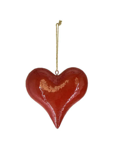 Suspension déco cœur rouge 25x7x25cm