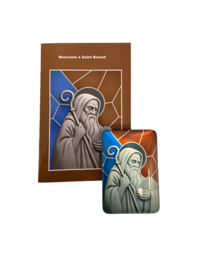 Magnet en Verre 48x68mm + Livret Neuvaine - Saint Benoît