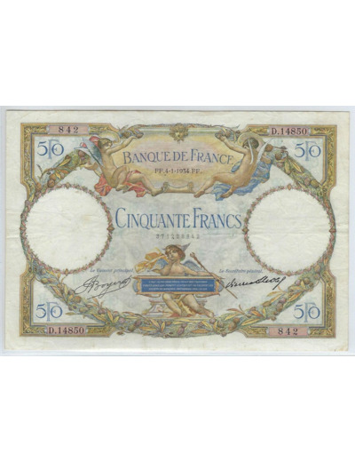 FRANCE 50 FRANCS L.O.M 4-1-1934 D.14850 TTB