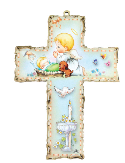 Croix en Bois 10x15cm - BAPTÊME
