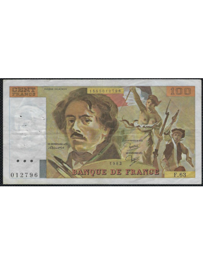 FRANCE 100 FRANCS DELACROIX 1982 SERIE F.63 TTB+