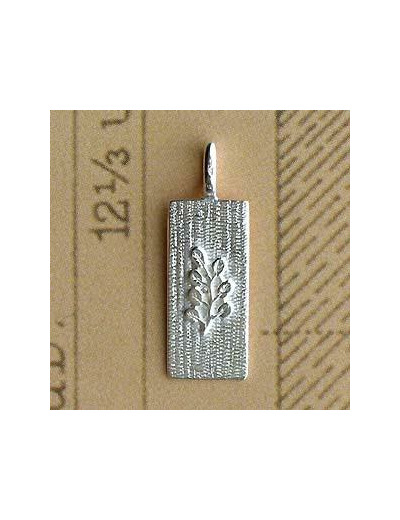 Pendentif plaque rectangulaire et Acacia en argent