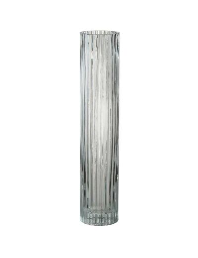 Vase cylindrique lignes verre transparent large 8x8x40cm