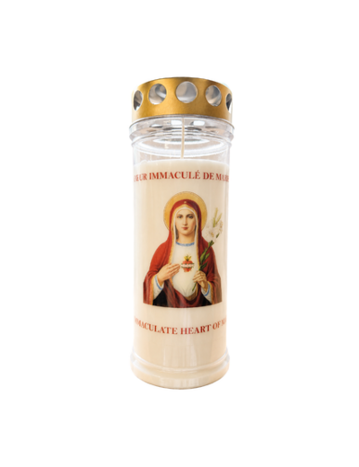 Bougie Funéraire 160 Heures Coeur Immaculé de Marie avec Prière