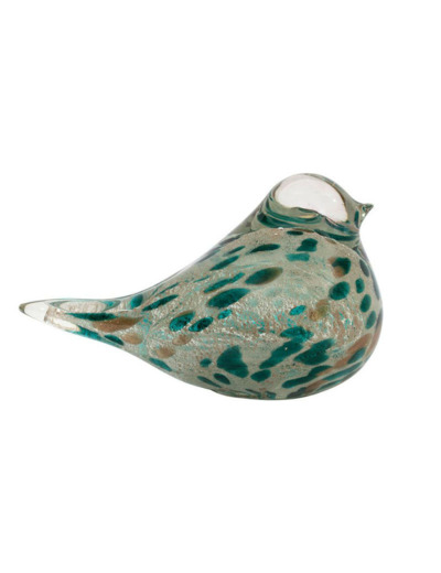 Presse papier verre moineau Serin émeraude 7x8x14cm