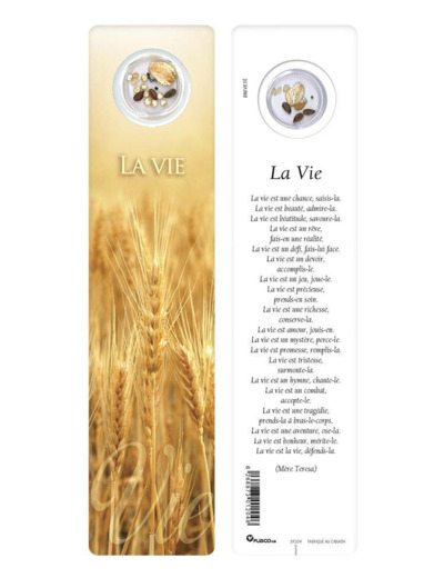 Signet plastifié avec médaille sous sachet- LA VIE