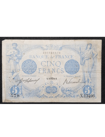 FRANCE 5 FRANCS BLEU 22 AOUT 1916 X.13496 TB+ F 02/42