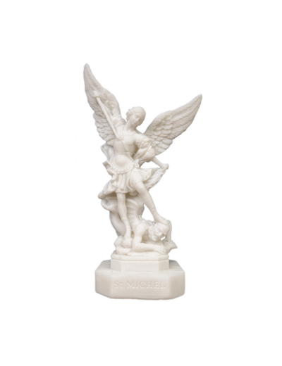 Saint Michel - Statue en albâtre 12cm - Blanc