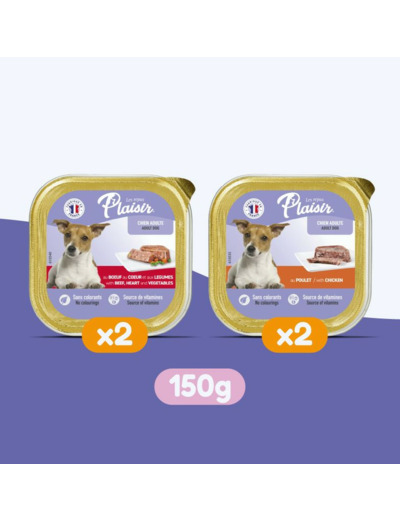 Les repas plaisir, Pack viandes pour chien adulte - 4 x 150g