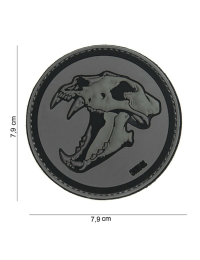 Patch 3D PVC Tigre aux dents de sabre (gris/noir)