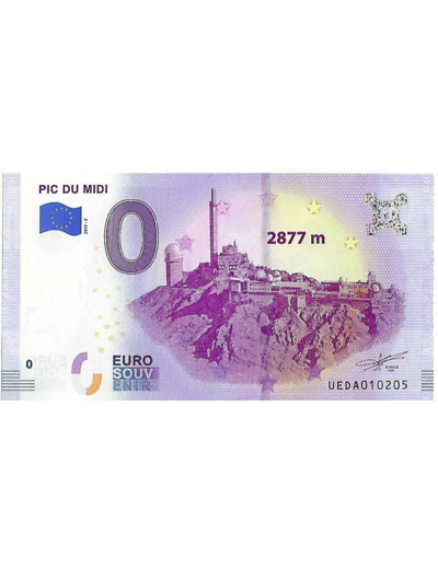 65 LA MONGIE  2019-2 PIC DU MIDI 2877 M BILLET SOUVENIR 0 EURO NEUF