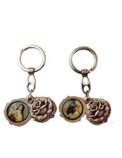 Porte-Clefs en Métal en Forme de Rose - CHRISTOPHE/THERESE