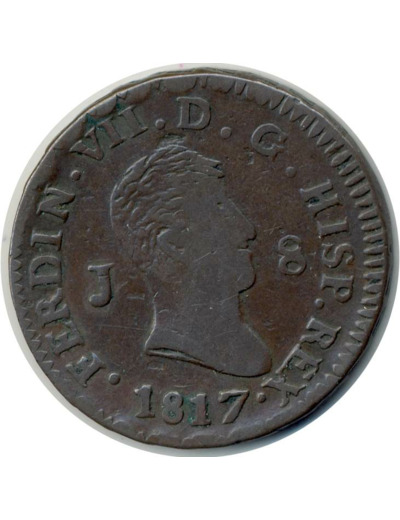 ESPAGNE 8 MARAVEDIS 1817 JUBIA FERDINAND VII TB+ (W461)