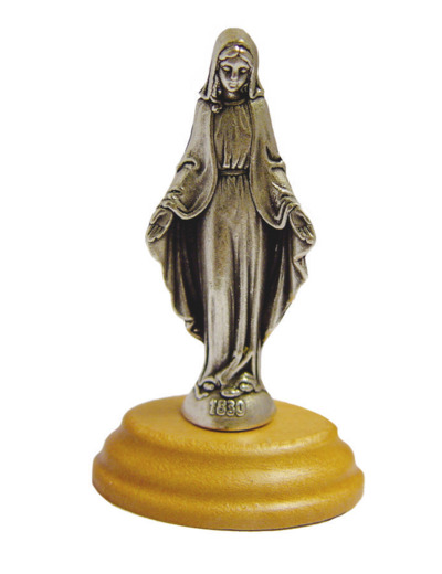 Statue 7cm en Métal Argenté avec Socle en Olivier - MIRACULEUSE