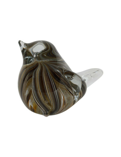 Presse papier verre moineau Serin marron 7x9x12cm