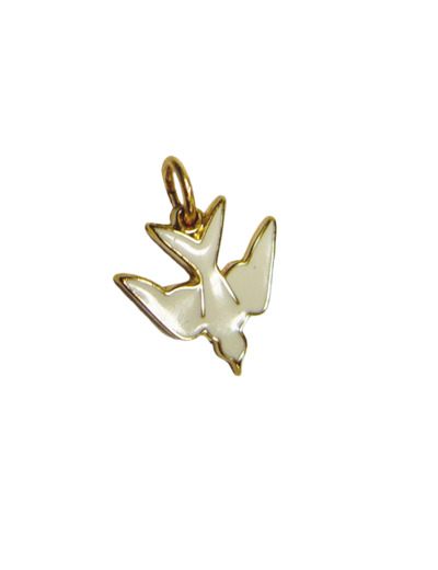 Pendentif Colombe Doré avec Email 10mm