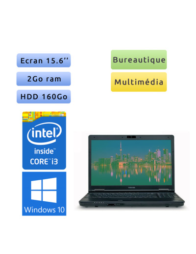 Toshiba Tecra A11 - Windows 10 - i3 2Go 160 Go - Webcam  - 15.6 - Ordinateur Portable