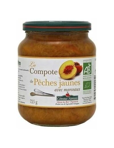 Compote pêche jaune morceaux 725g Côteaux Nantais