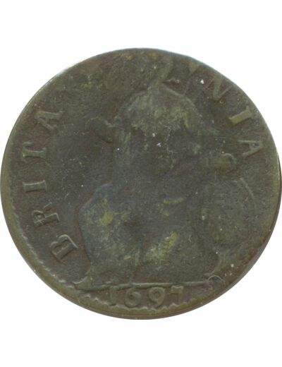 GRANDE BRETAGNE 1/2 PENNY WILLIAM III 1697 TB