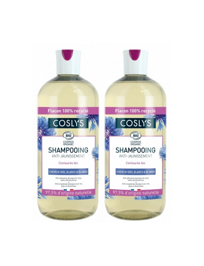 Lot de 2 Shampooing anti jaunissement cheveux gris blancs et blonds centaurée 2 x 500ml