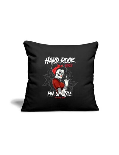 Housse de coussin "Hard rock girls, Pin up style" noir