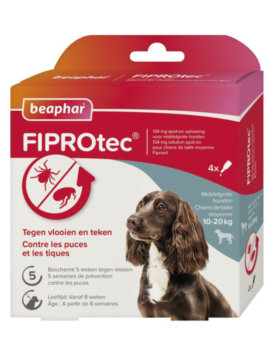 pipettes antiparasites FIPROtec pour chien moyen (10-20kg) - x4