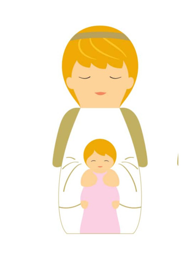 Petit ange gardien fille en bois tourné 5cm