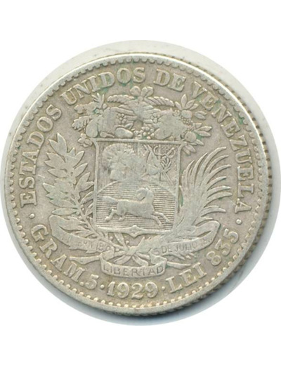 VENEZUELA 1 BOLIVAR 1929 TB+ (W37a)