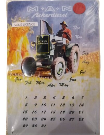 Plaque métal Calendrier Tracteur MAN - 20 x 30 cm - Cadeau, vintage