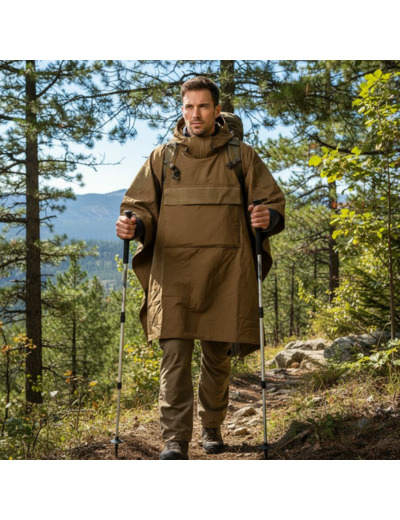 Poncho Tarp Softshell Outbreak Coyote : abri léger, coupe-vent et déperlant