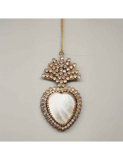 Suspension ex-voto coeur fer 8x1x4cm