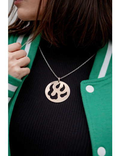 Médaille ajourée Malabar Manufacture patte de chien en argent massif avec chaîne acier