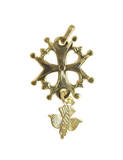Croix Huguenote en Plaqué Or 21mm